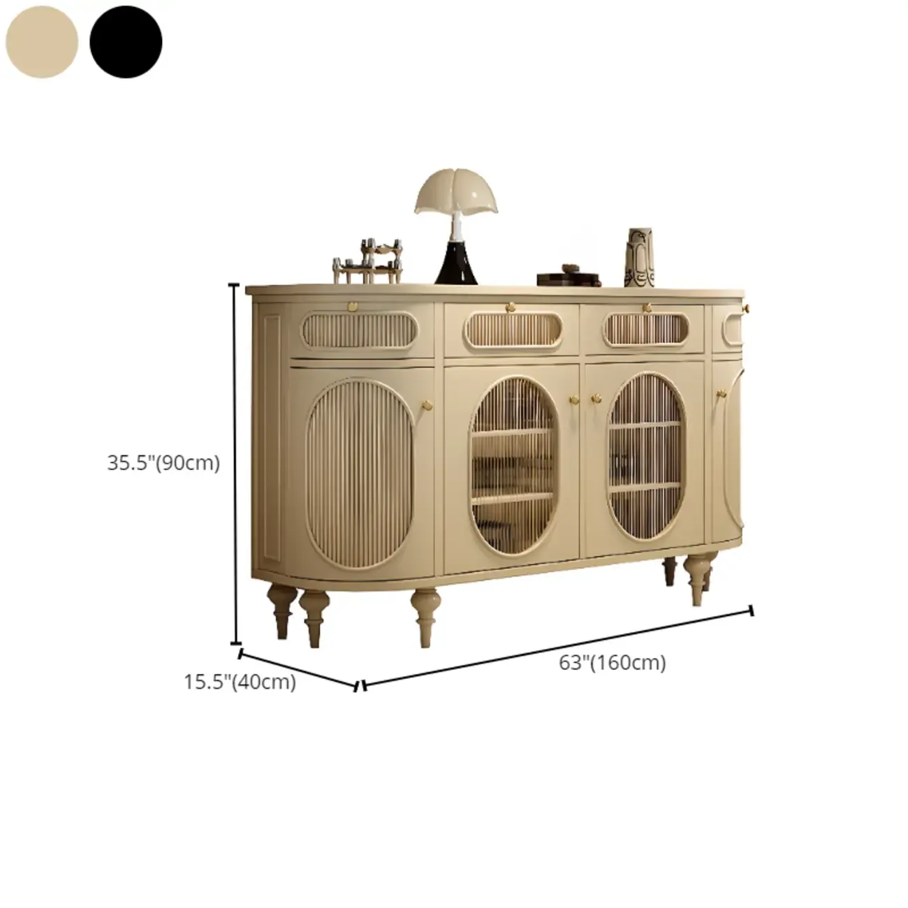 Free-standing Elegant Cabinet with Glass Doors & Drawers Image - 12