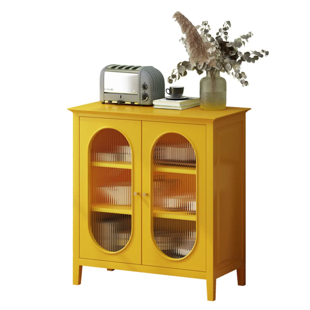 Modern Wood Free Standing Accent Cabinet  with Glass Doors Image - 9 | homeyfad