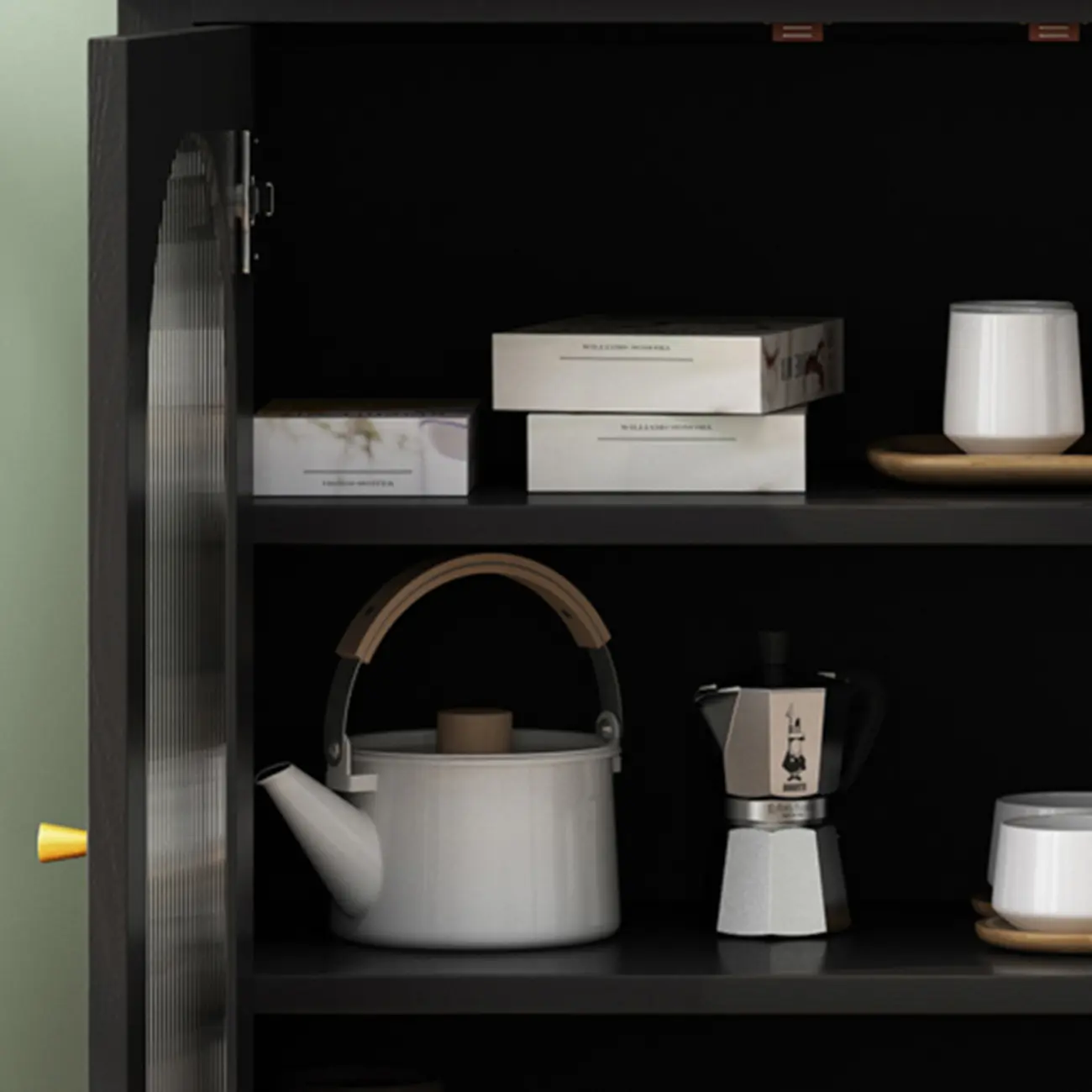 Modern Wood Free Standing Accent Cabinet  with Glass Doors Image - 13 | homeyfad