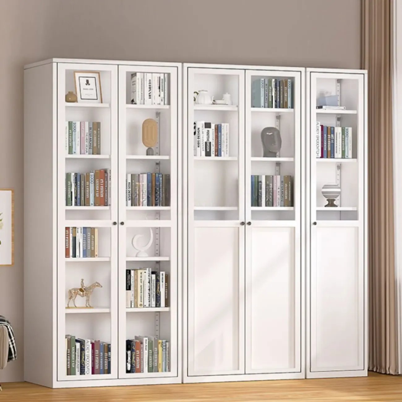 79'' White Alloy Rectangle Storage Cabinet with Exterior Shelf Image - 2 | homeyfad