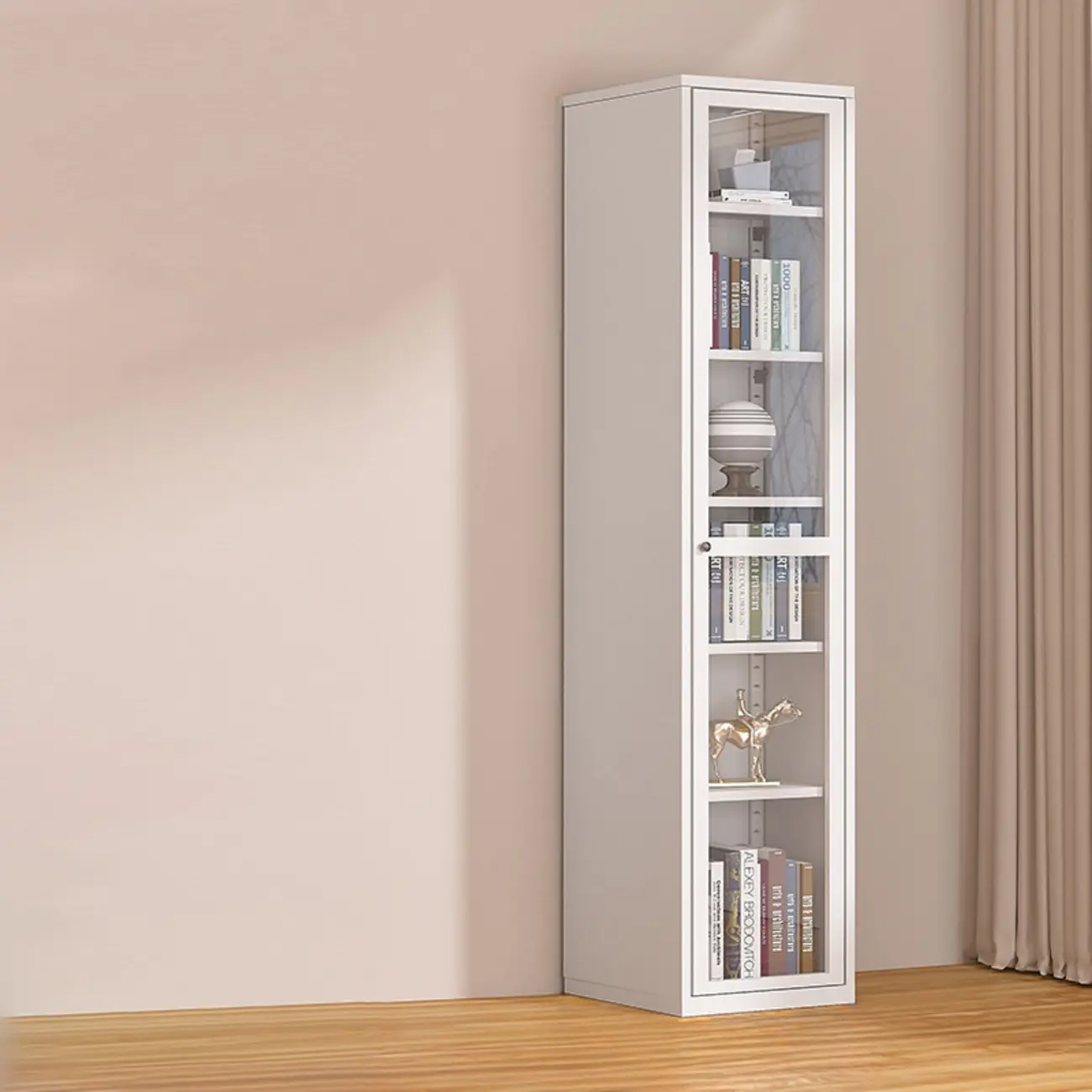 79'' White Alloy Rectangle Storage Cabinet with Exterior Shelf Image - 3 | homeyfad