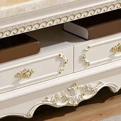 Glam Marble Top TV Stand with Drawers for Living Room Image - 6