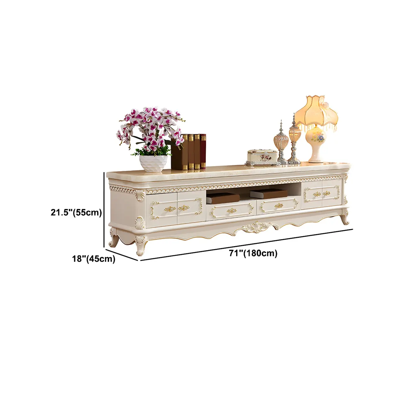 Glam Marble Top TV Stand with Drawers for Living Room #size | homeyfad