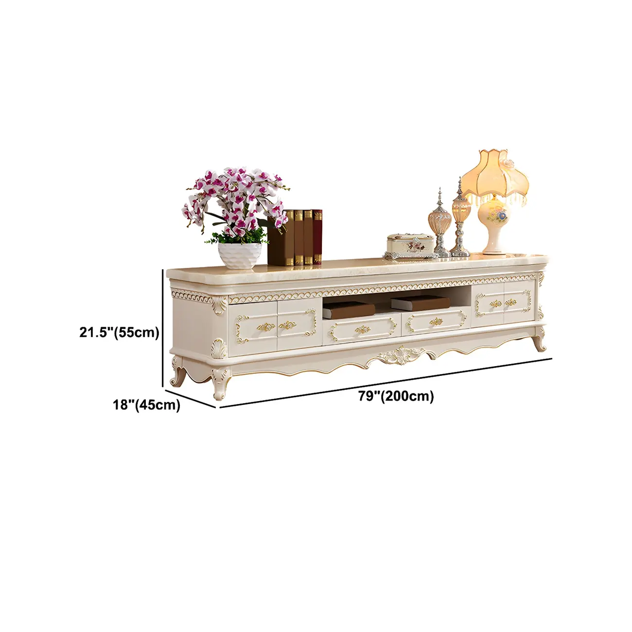 Glam Marble Top TV Stand with Drawers for Living Room Image - 11 | homeyfad