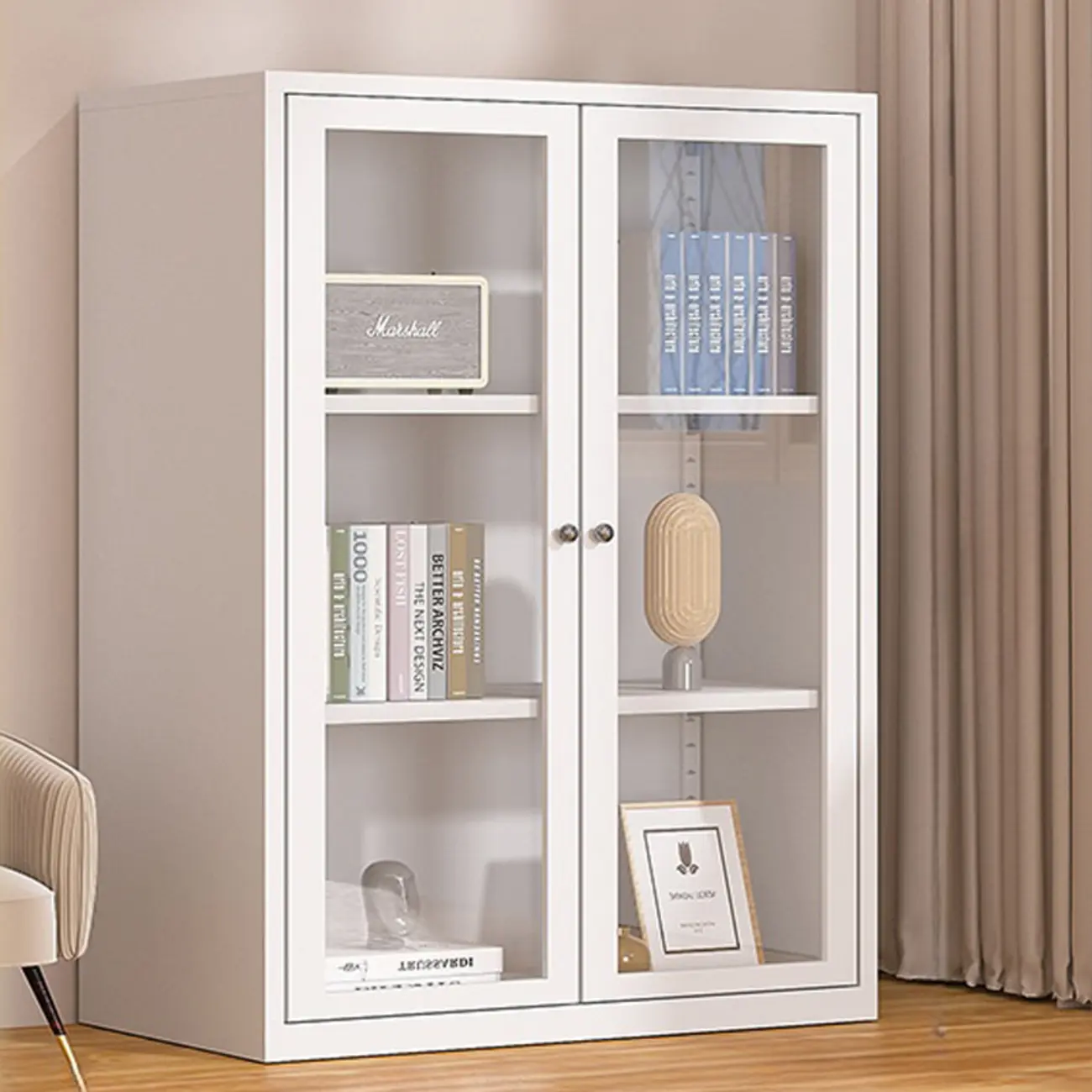 79'' White Alloy Rectangle Storage Cabinet with Exterior Shelf Image - 14 | homeyfad