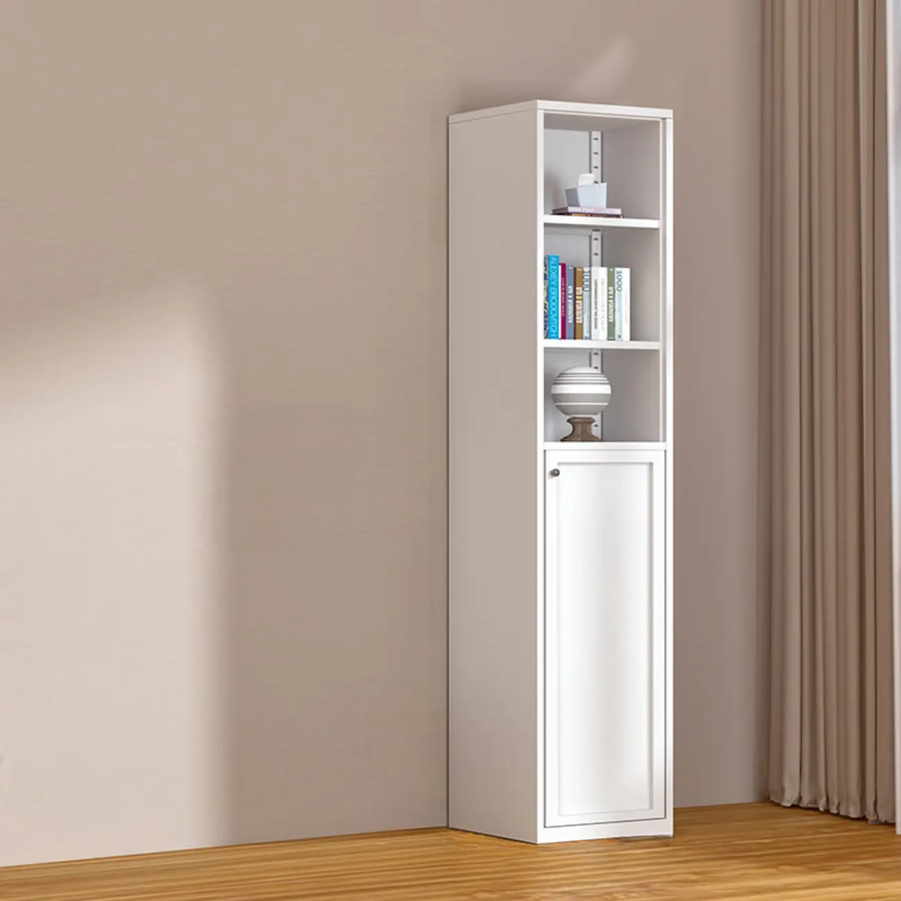 79'' White Alloy Rectangle Storage Cabinet with Exterior Shelf Image - 17 | homeyfad