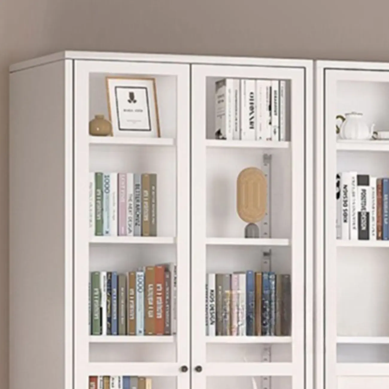 79'' White Alloy Rectangle Storage Cabinet with Exterior Shelf Image - 18 | homeyfad
