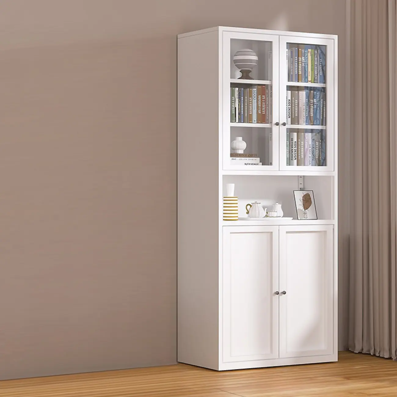 79'' White Alloy Rectangle Storage Cabinet with Exterior Shelf Image - 19 | homeyfad