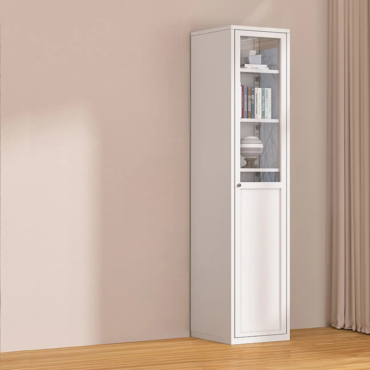 79'' White Alloy Rectangle Storage Cabinet with Exterior Shelf Image - 20 | homeyfad