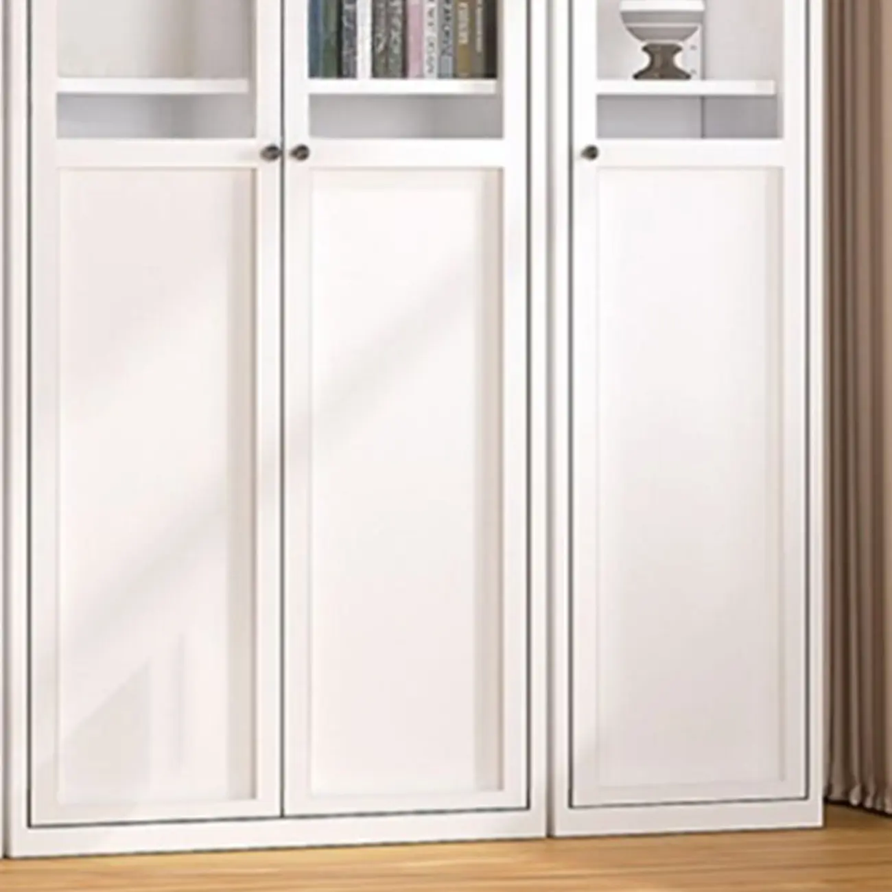 79'' White Alloy Rectangle Storage Cabinet with Exterior Shelf Image - 21 | homeyfad
