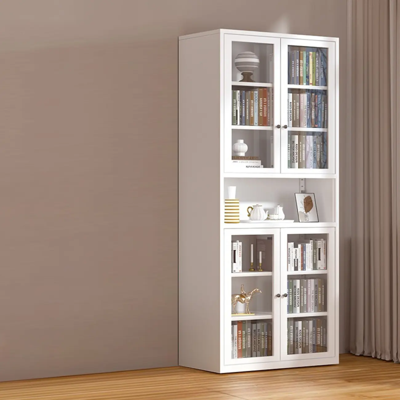 79'' White Alloy Rectangle Storage Cabinet with Exterior Shelf Image - 24 | homeyfad