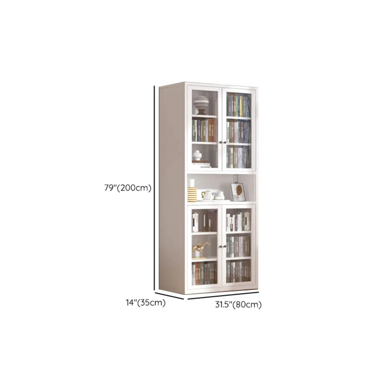 79'' White Alloy Rectangle Storage Cabinet with Exterior Shelf #size | homeyfad