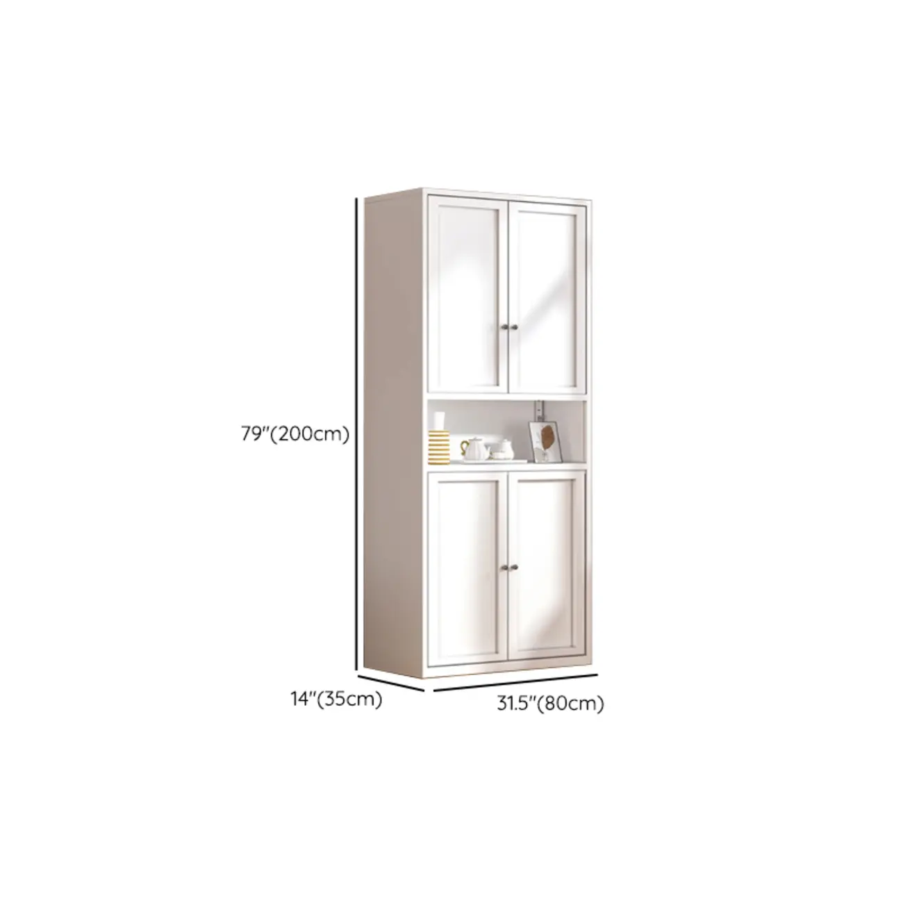 79'' White Alloy Rectangle Storage Cabinet with Exterior Shelf Image - 29 | homeyfad