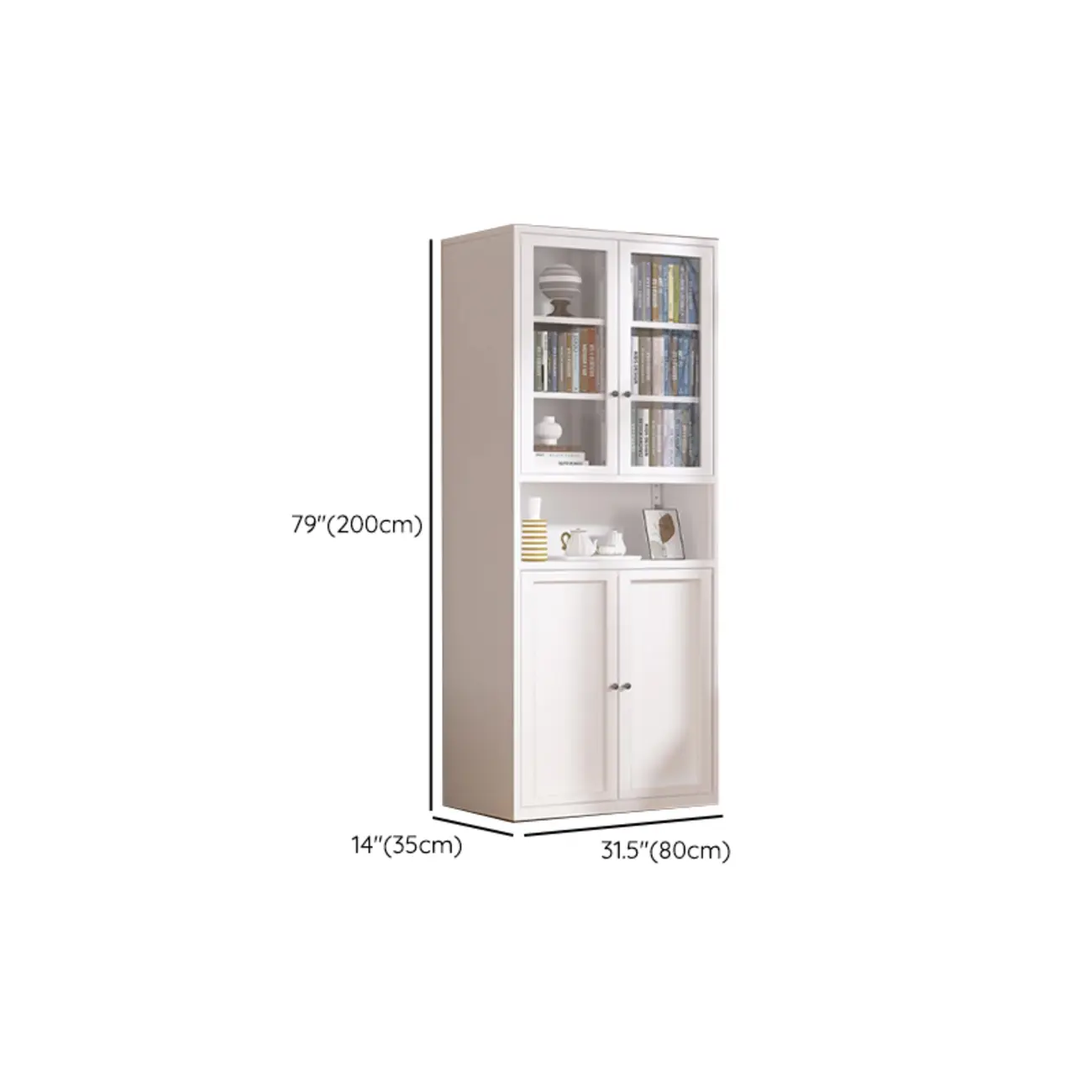 79'' White Alloy Rectangle Storage Cabinet with Exterior Shelf Image - 30 | homeyfad