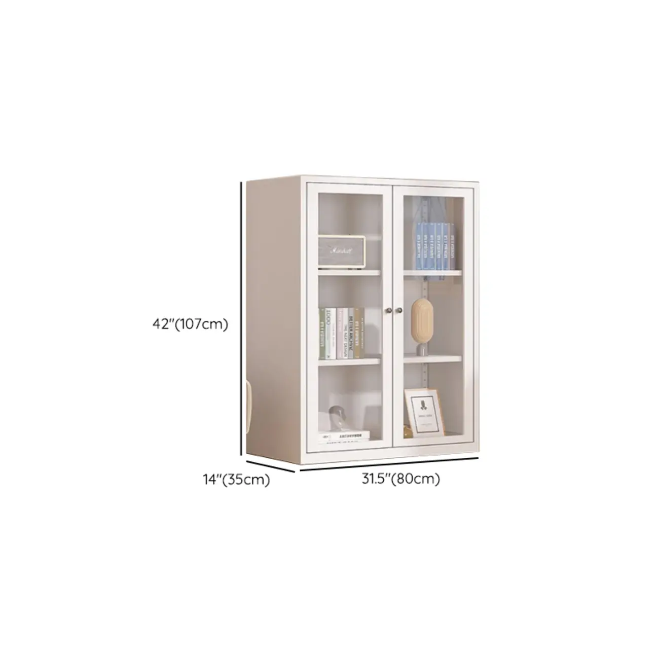 79'' White Alloy Rectangle Storage Cabinet with Exterior Shelf Image - 34 | homeyfad