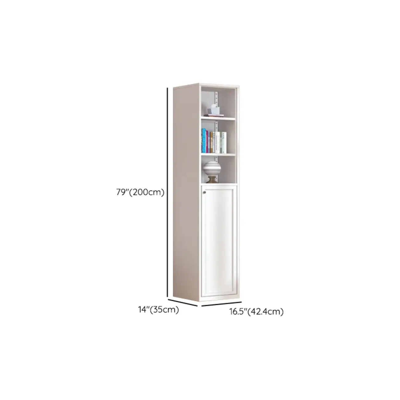 79'' White Alloy Rectangle Storage Cabinet with Exterior Shelf Image - 37 | homeyfad