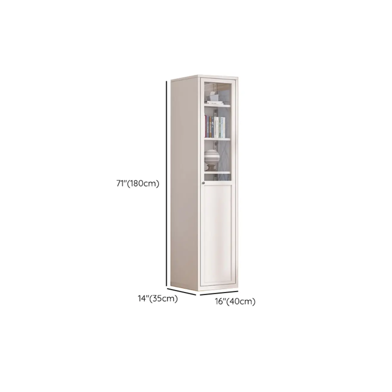 79'' White Alloy Rectangle Storage Cabinet with Exterior Shelf Image - 41 | homeyfad