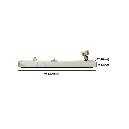 Modern White Stone TV Stand with Enclosed Storage for Home Image - 14