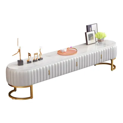Nordic Marble TV Stand with Enclosed Storage for Living Room Image - 5
