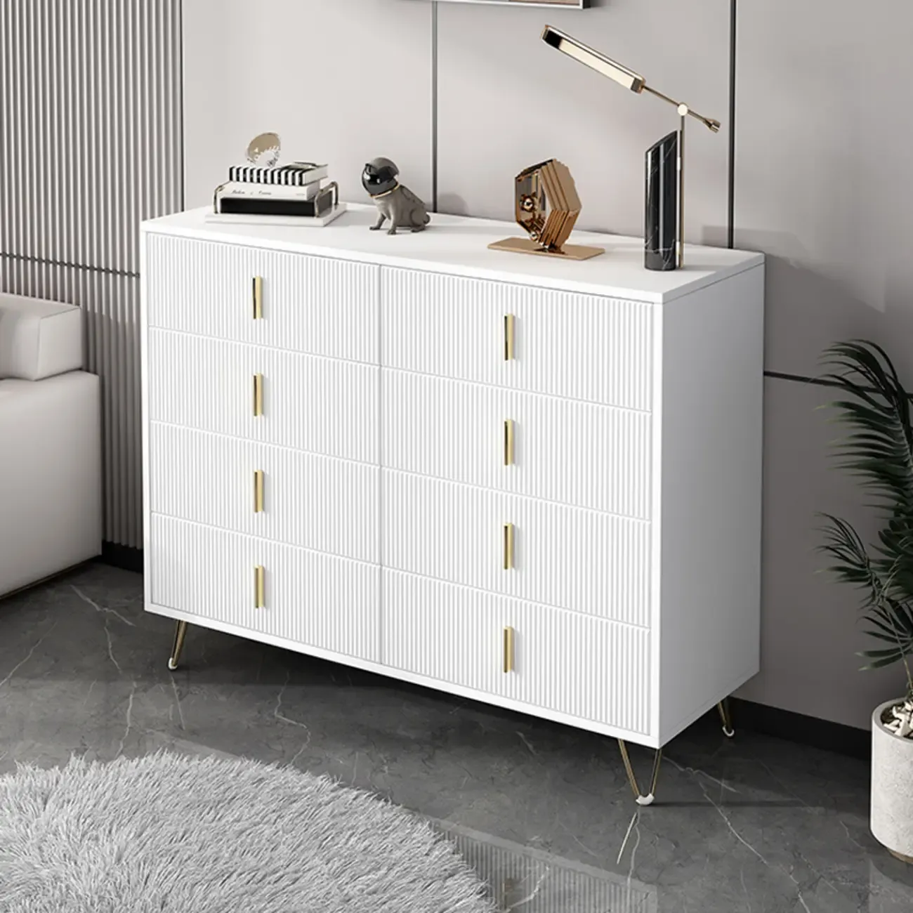 4 Legs Wood Storage Chest with Doors & Drawers for Home Image - 1