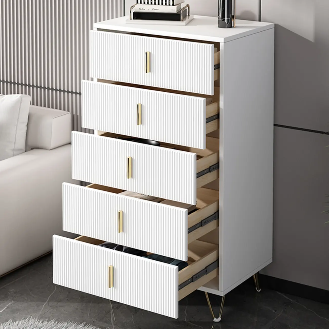 4 Legs Wood Storage Chest with Doors & Drawers for Home Image - 3 | homeyfad