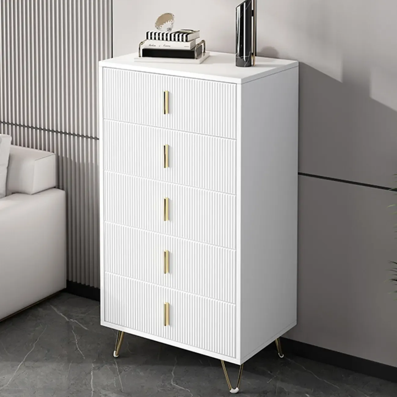 4 Legs Wood Storage Chest with Doors & Drawers for Home Image - 4