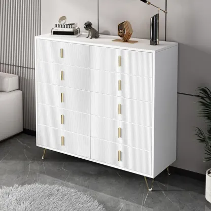 4 Legs Wood Storage Chest with Doors & Drawers for Home Image - 5