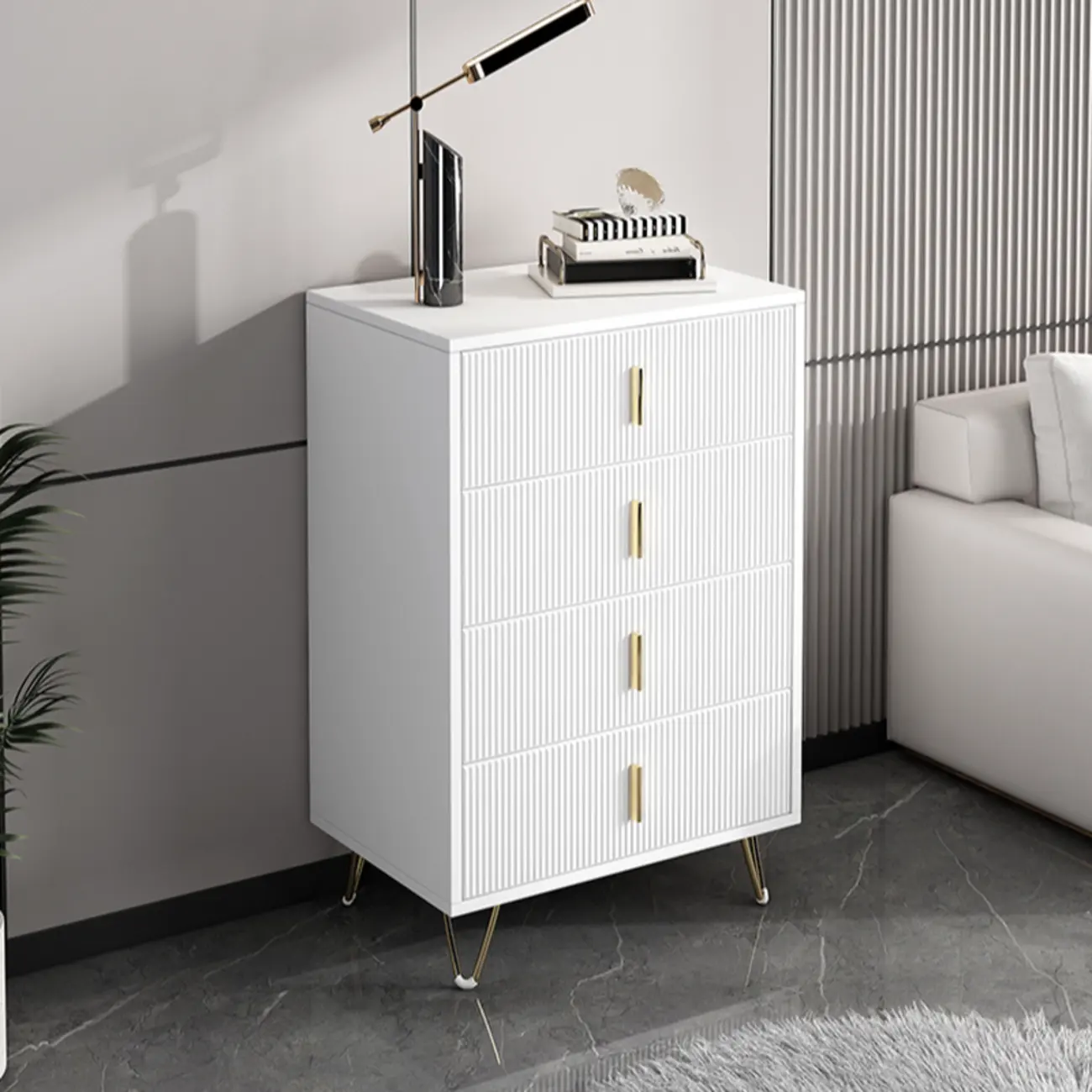 4 Legs Wood Storage Chest with Doors & Drawers for Home Image - 6 | homeyfad