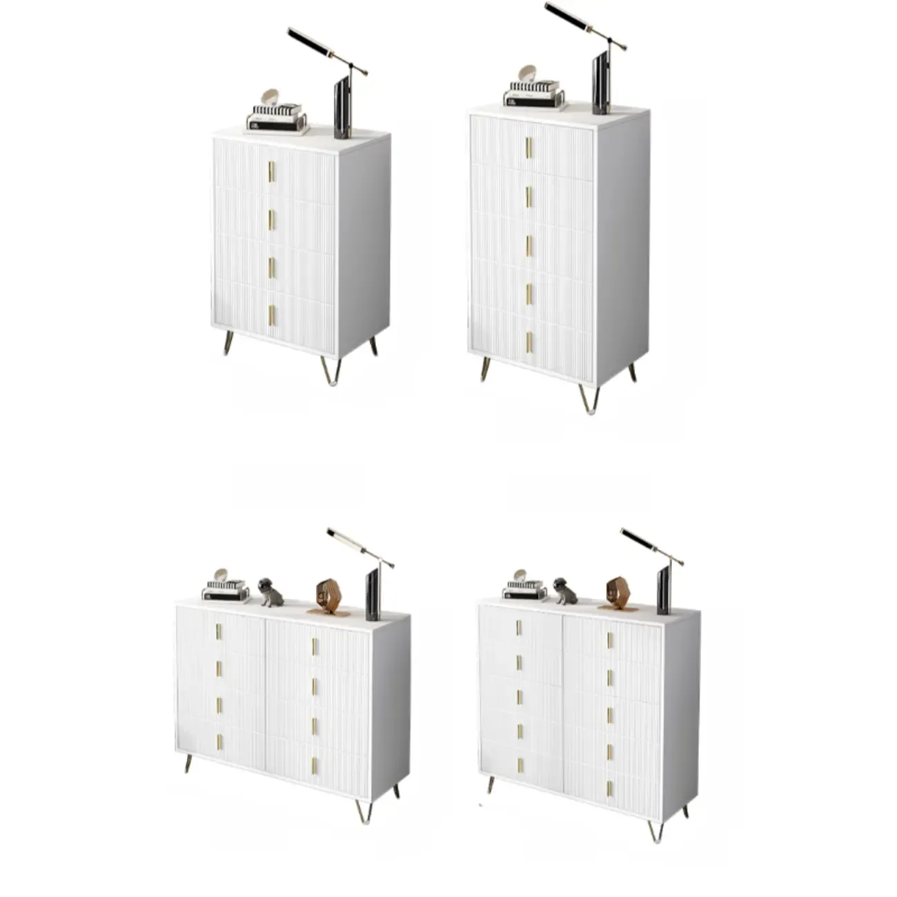 4 Legs Wood Storage Chest with Doors & Drawers for Home Image - 7