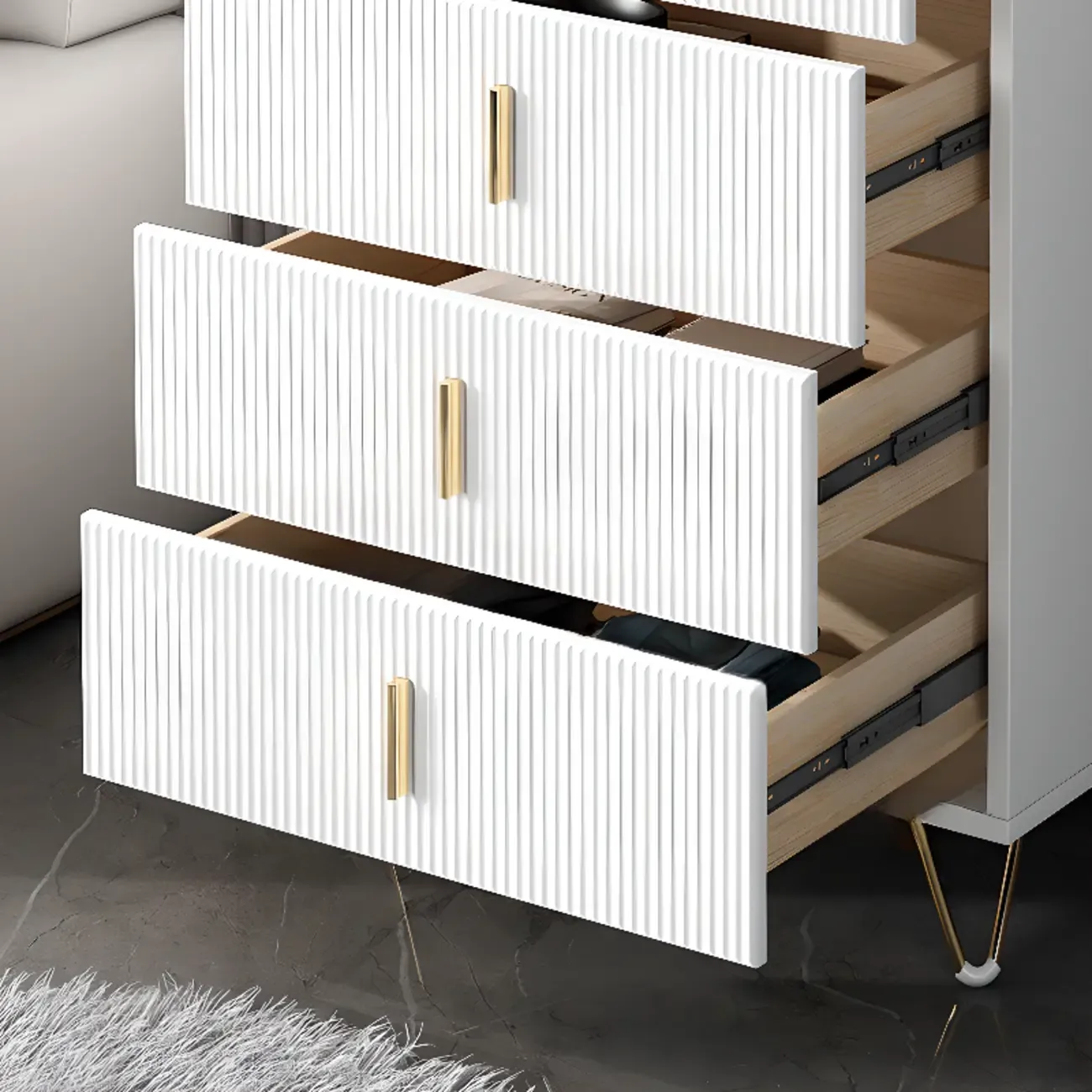 4 Legs Wood Storage Chest with Doors & Drawers for Home Image - 8