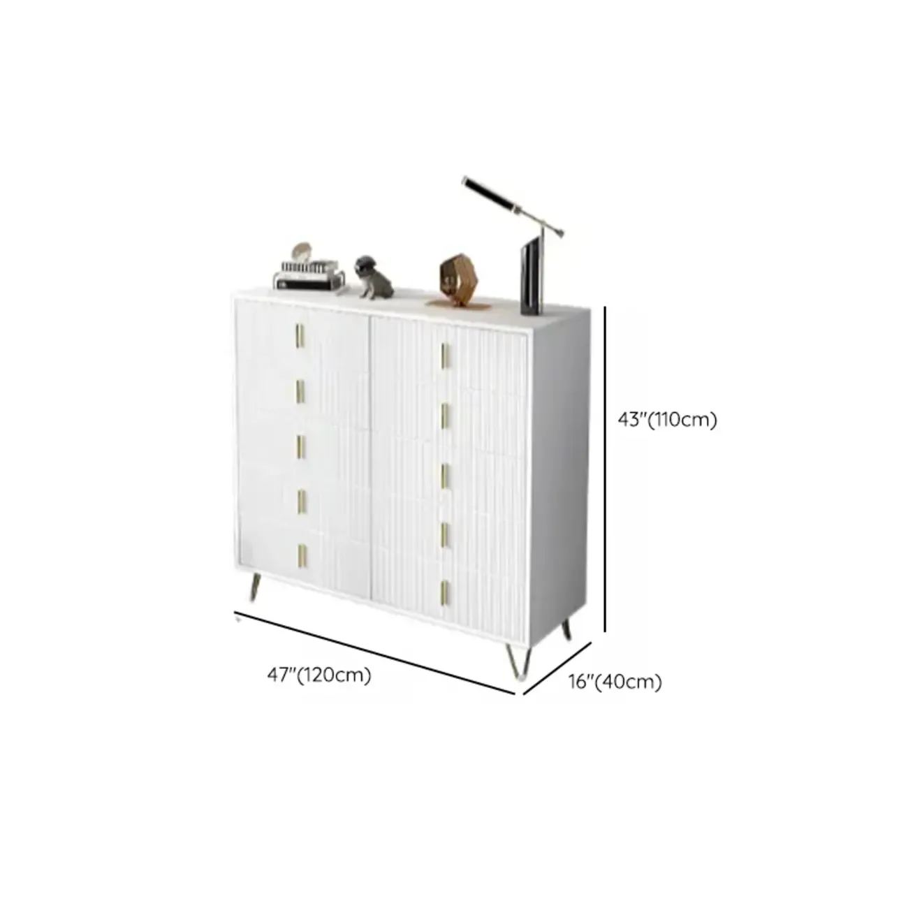 4 Legs Wood Storage Chest with Doors & Drawers for Home Image - 13