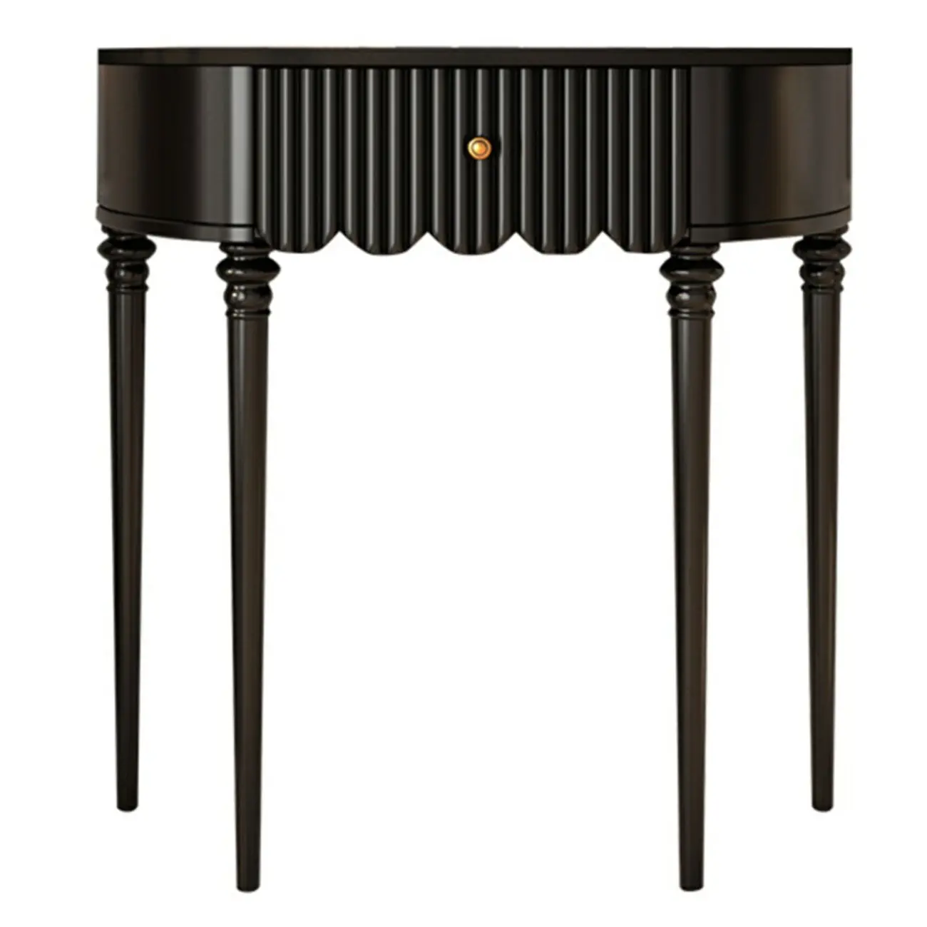 Mid-Century Black Wooden Half-Moon Console Table Image - 5 | homeyfad