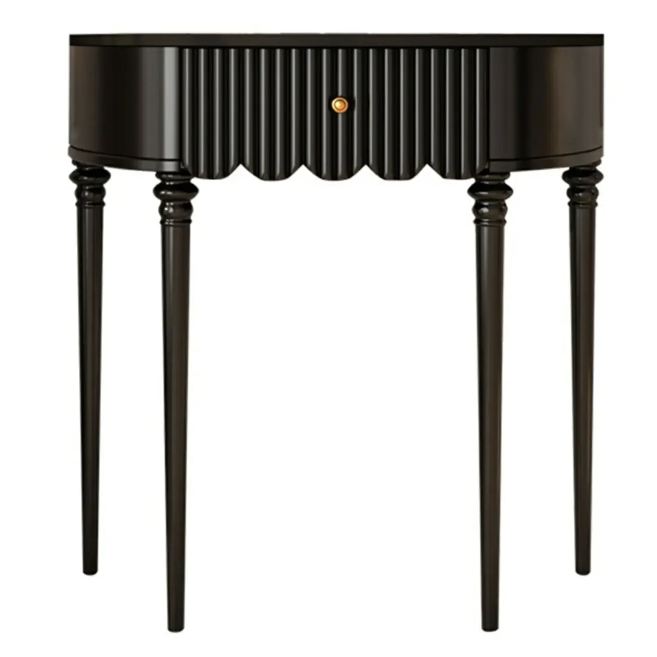 Mid-Century Black Wooden Half-Moon Console Table Image - 5