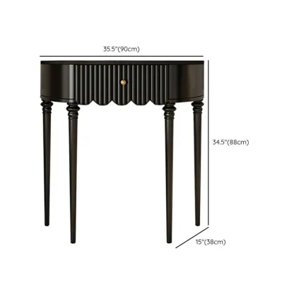 Mid-Century Black Wooden Half-Moon Console Table #size