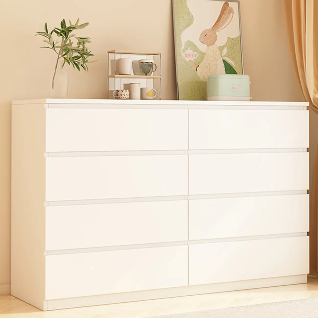 White Wooden Rectangle Accent Cabinet for Living Room Decor Image - 1 | homeyfad