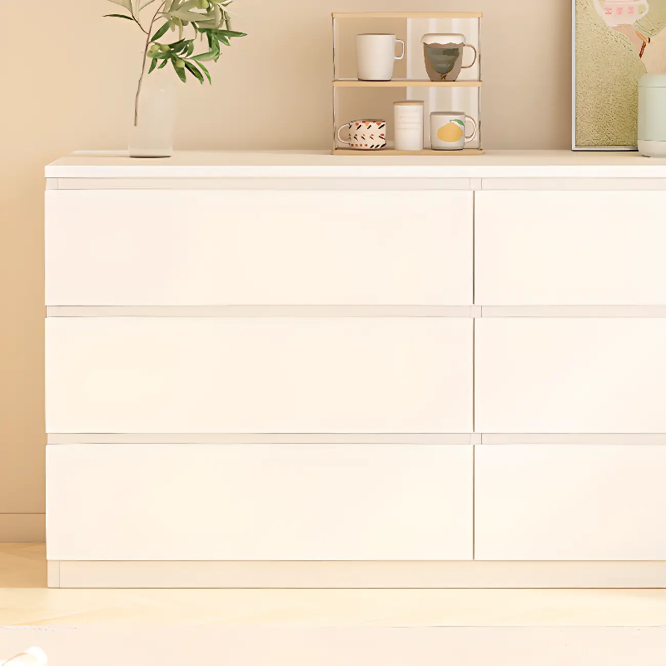 White Wooden Rectangle Accent Cabinet for Living Room Decor Image - 2 | homeyfad