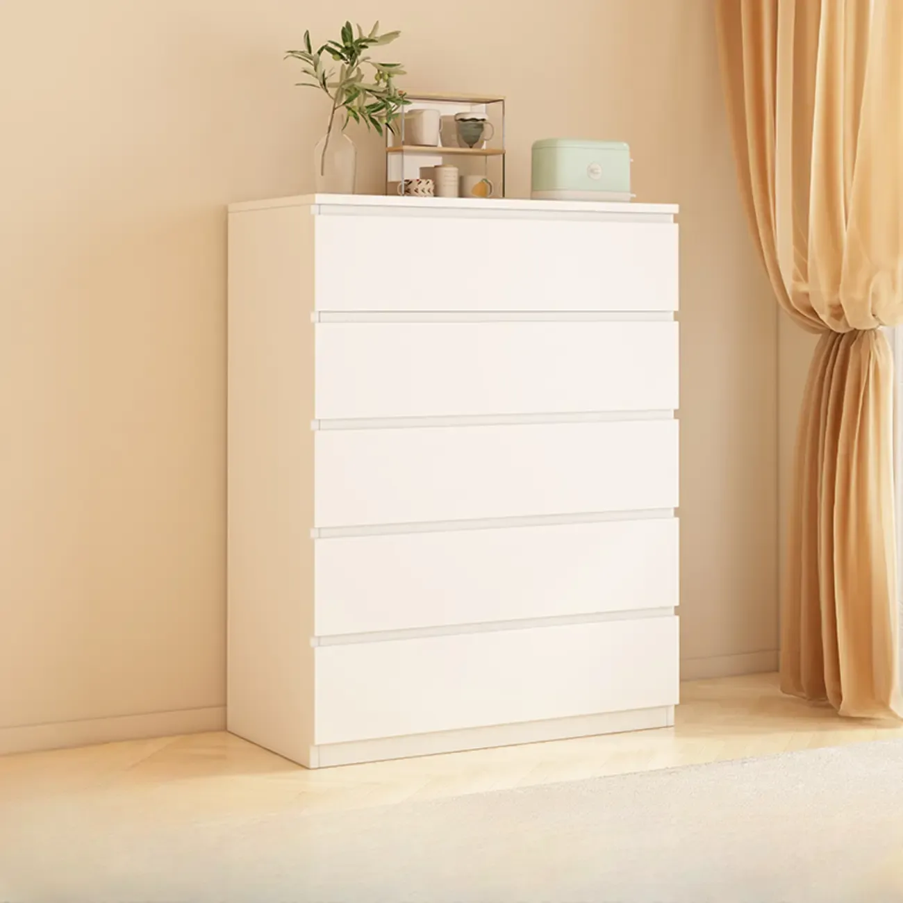 White Wooden Rectangle Accent Cabinet for Living Room Decor | HomeyFad