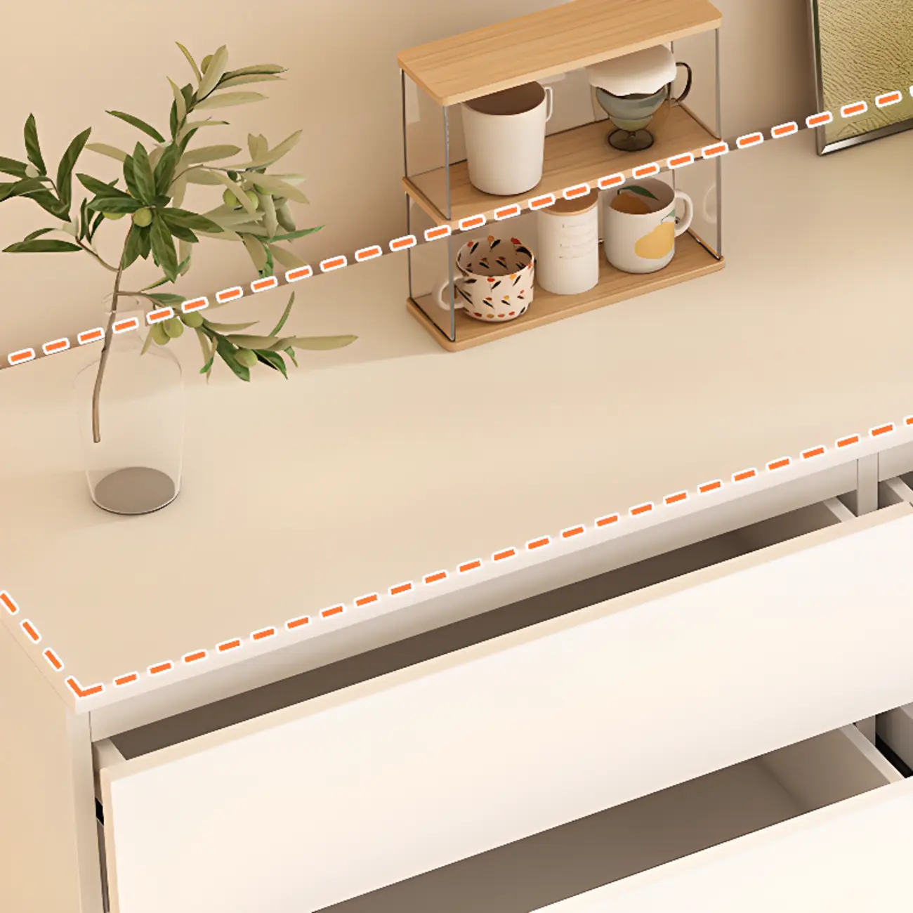 White Wooden Rectangle Accent Cabinet for Living Room Decor Image - 7 | homeyfad