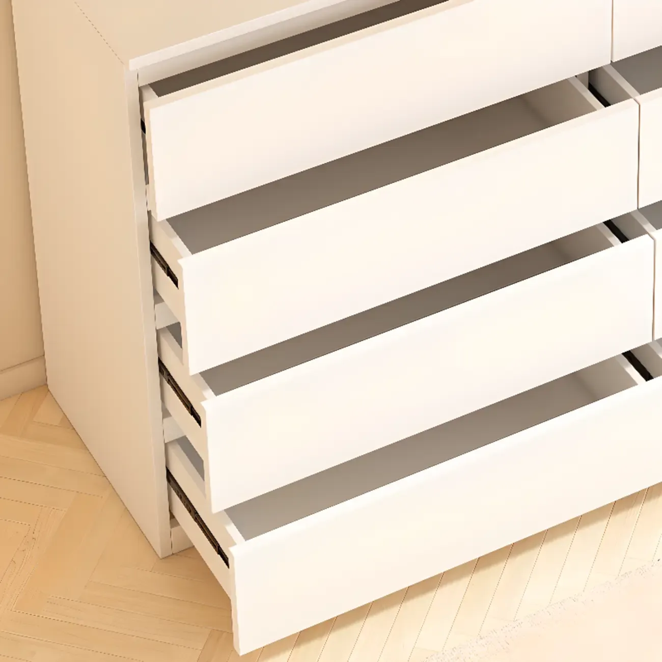 White Wooden Rectangle Accent Cabinet for Living Room Decor Image - 8