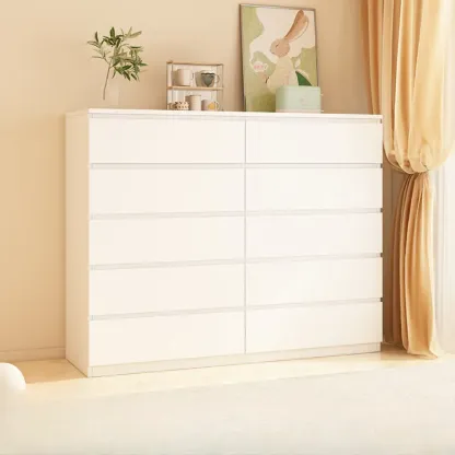 White Wooden Rectangle Accent Cabinet for Living Room Decor Image - 12