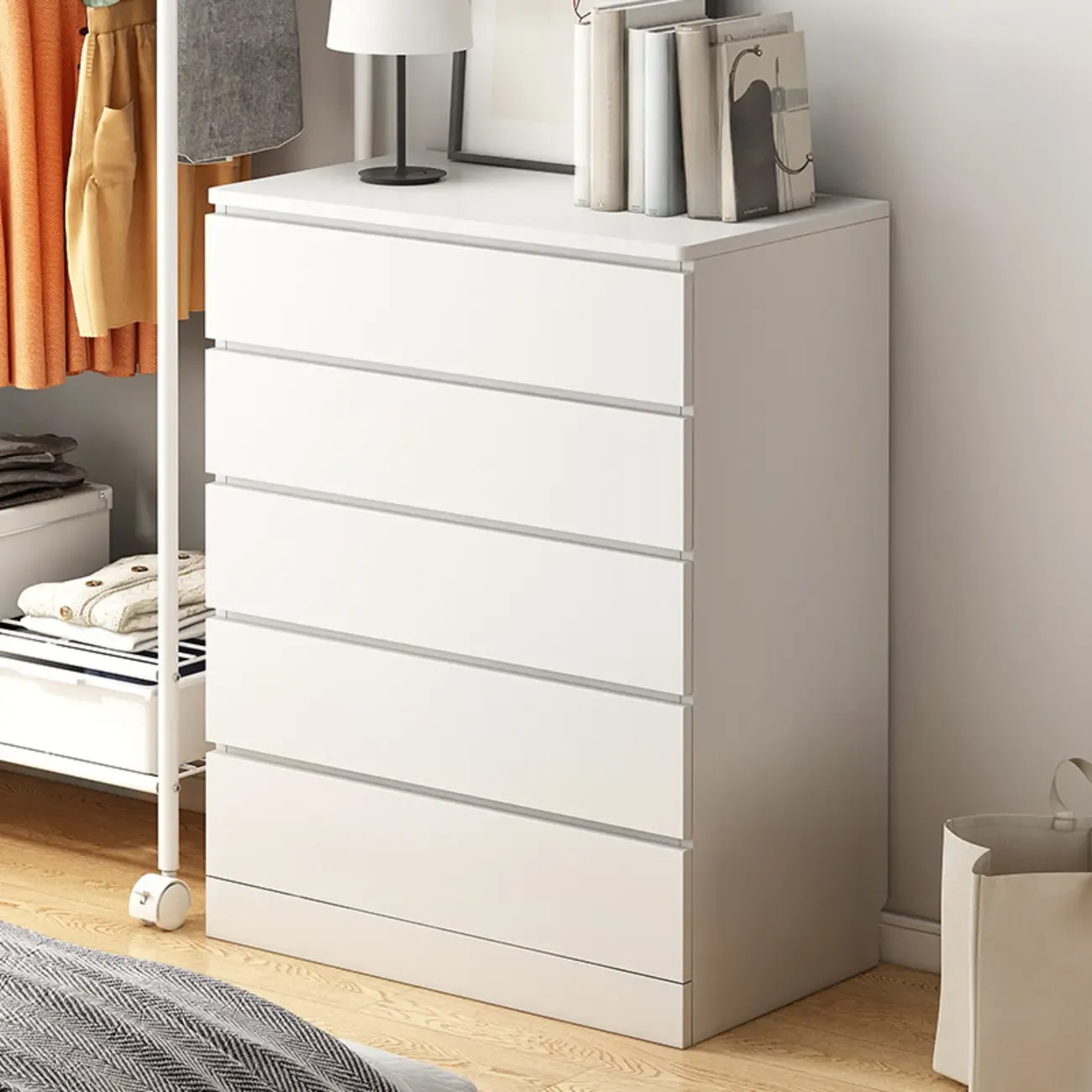 Free-Standing White Storage Cabinet with Drawers for Bedroom Image - 1