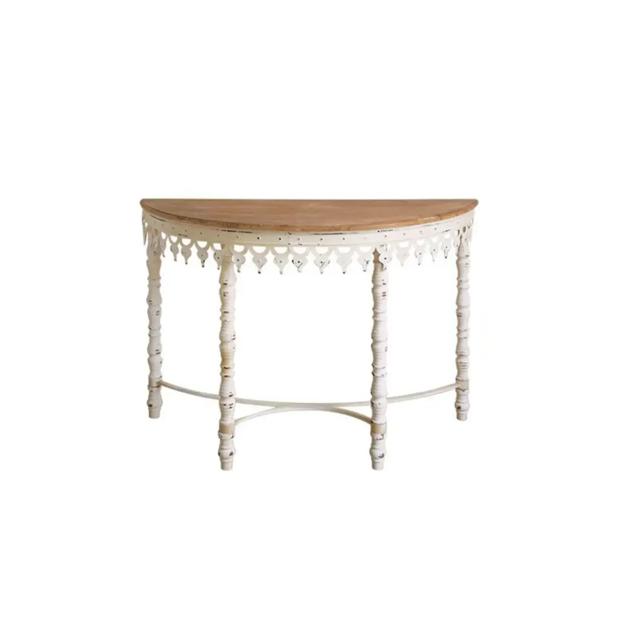 Mid-Century Modern Wooden Console Table with Metal Legs Image - 2