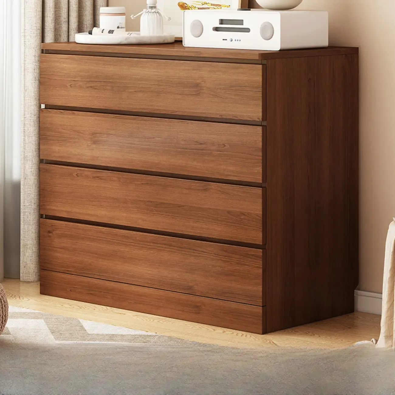 Free-Standing White Storage Cabinet with Drawers for Bedroom Image - 3