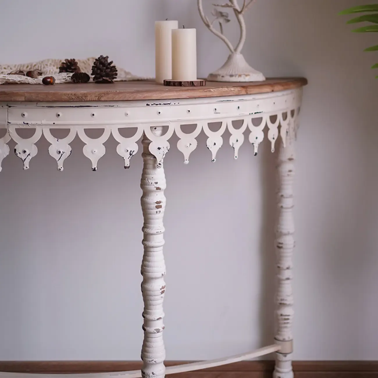 Mid-Century Modern Wooden Console Table with Metal Legs Image - 3
