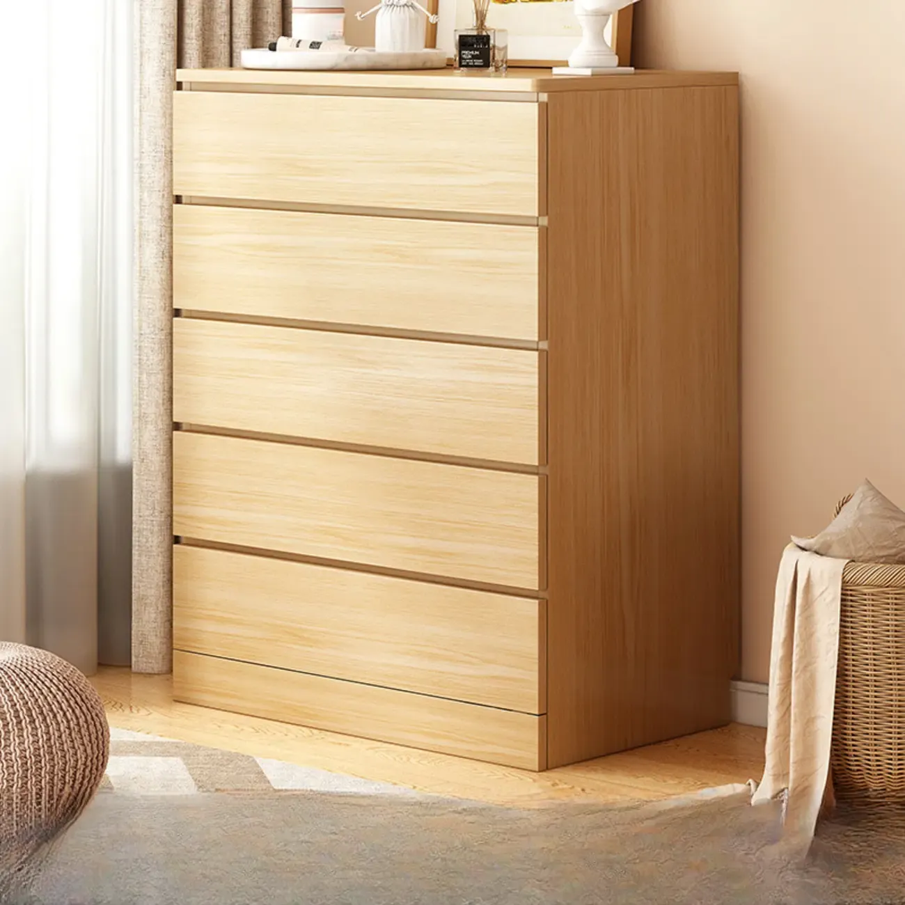 Free-Standing White Storage Cabinet with Drawers for Bedroom Image - 4