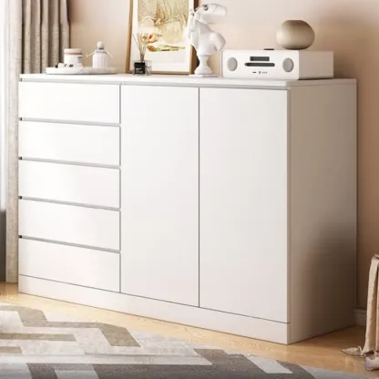 Free-Standing White Storage Cabinet with Drawers for Bedroom Image - 7