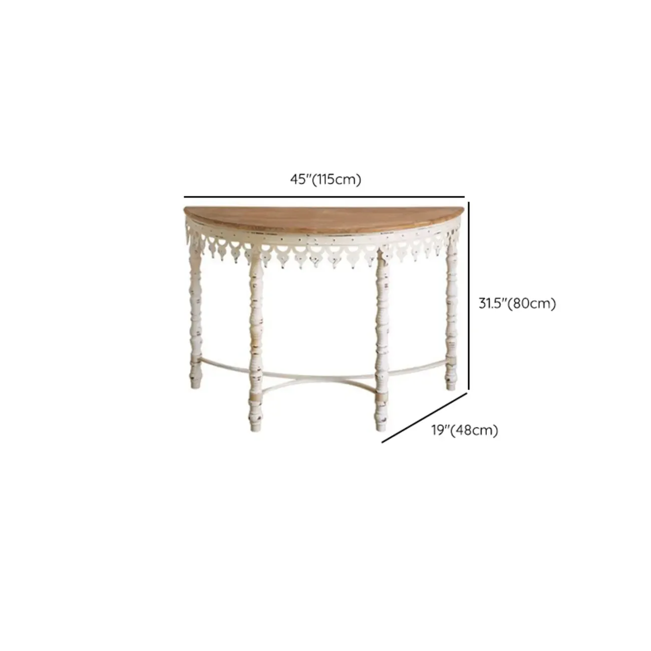 Mid-Century Modern Wooden Console Table with Metal Legs #size