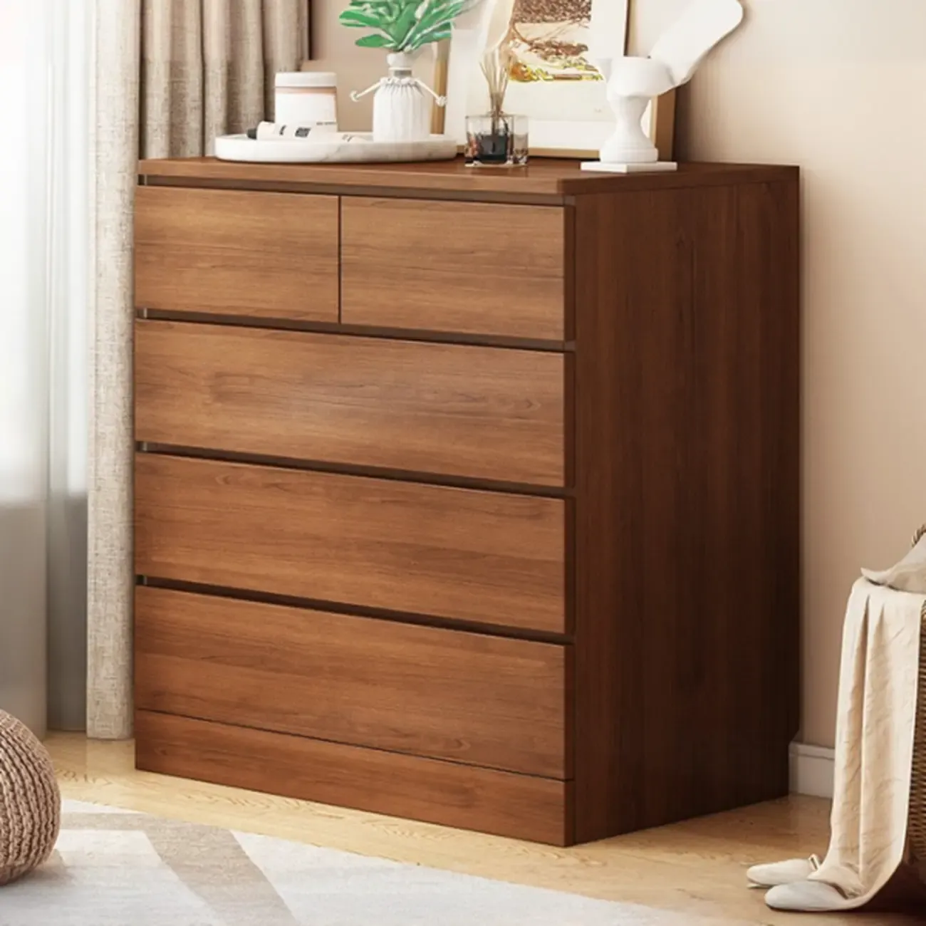 Free-Standing White Storage Cabinet with Drawers for Bedroom Image - 9