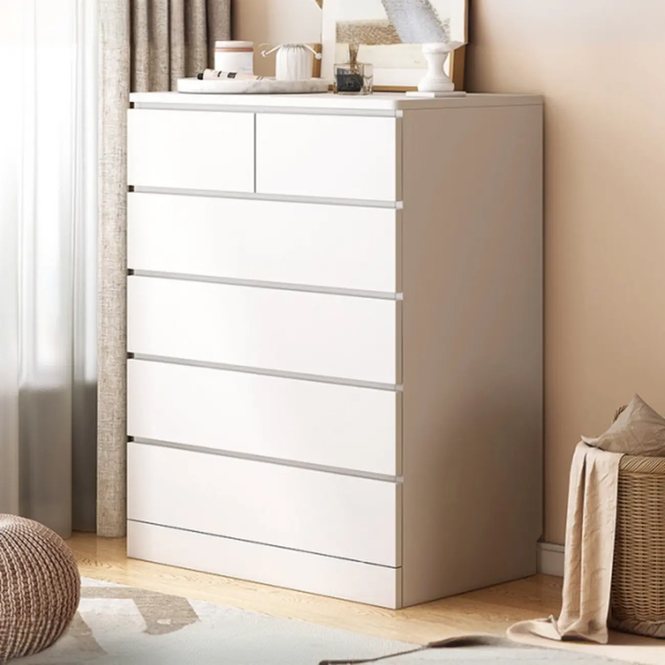 Free-Standing White Storage Cabinet with Drawers for Bedroom Image - 10 | homeyfad