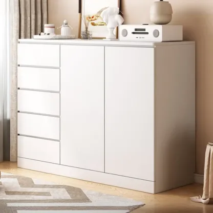 Free-Standing White Storage Cabinet with Drawers for Bedroom Image - 11